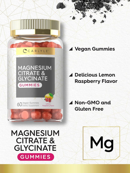 Magnesium Citrate Supplement Gummies | 960Mg | 60 Count | Lemon Raspberry Flavor | Vegan for Women and Men | Non-Gmo & Gluten Free